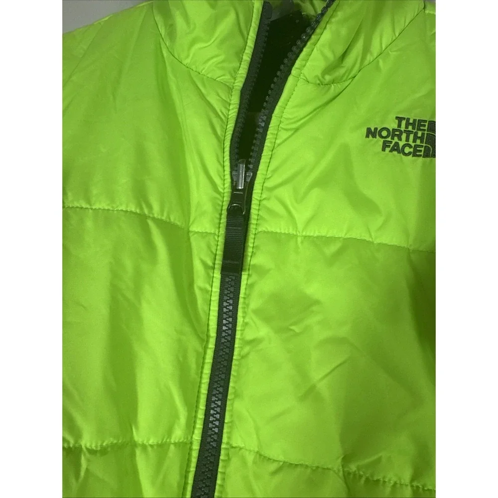 North Face Puffer Jacket Boys Large 14/16 Neon Green Insulated Full Zip